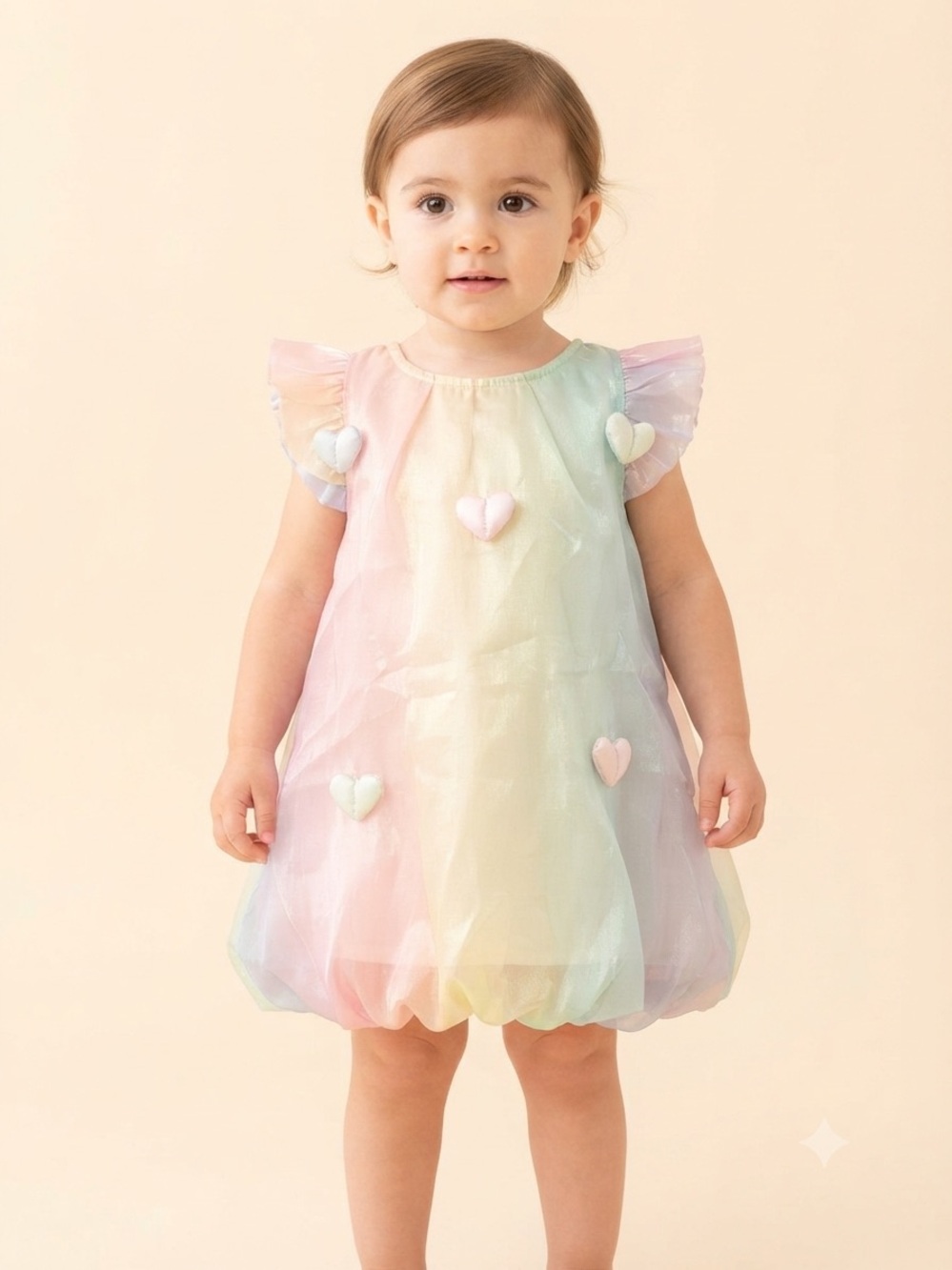 Pastel Rainbow Heart Bubble Dress for Kids